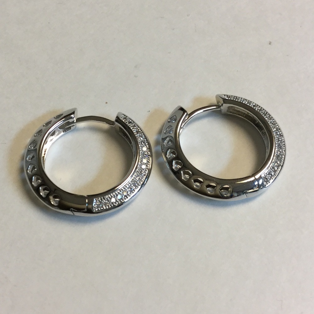 Silver CZirconia Hoops - Picture 2 of 3